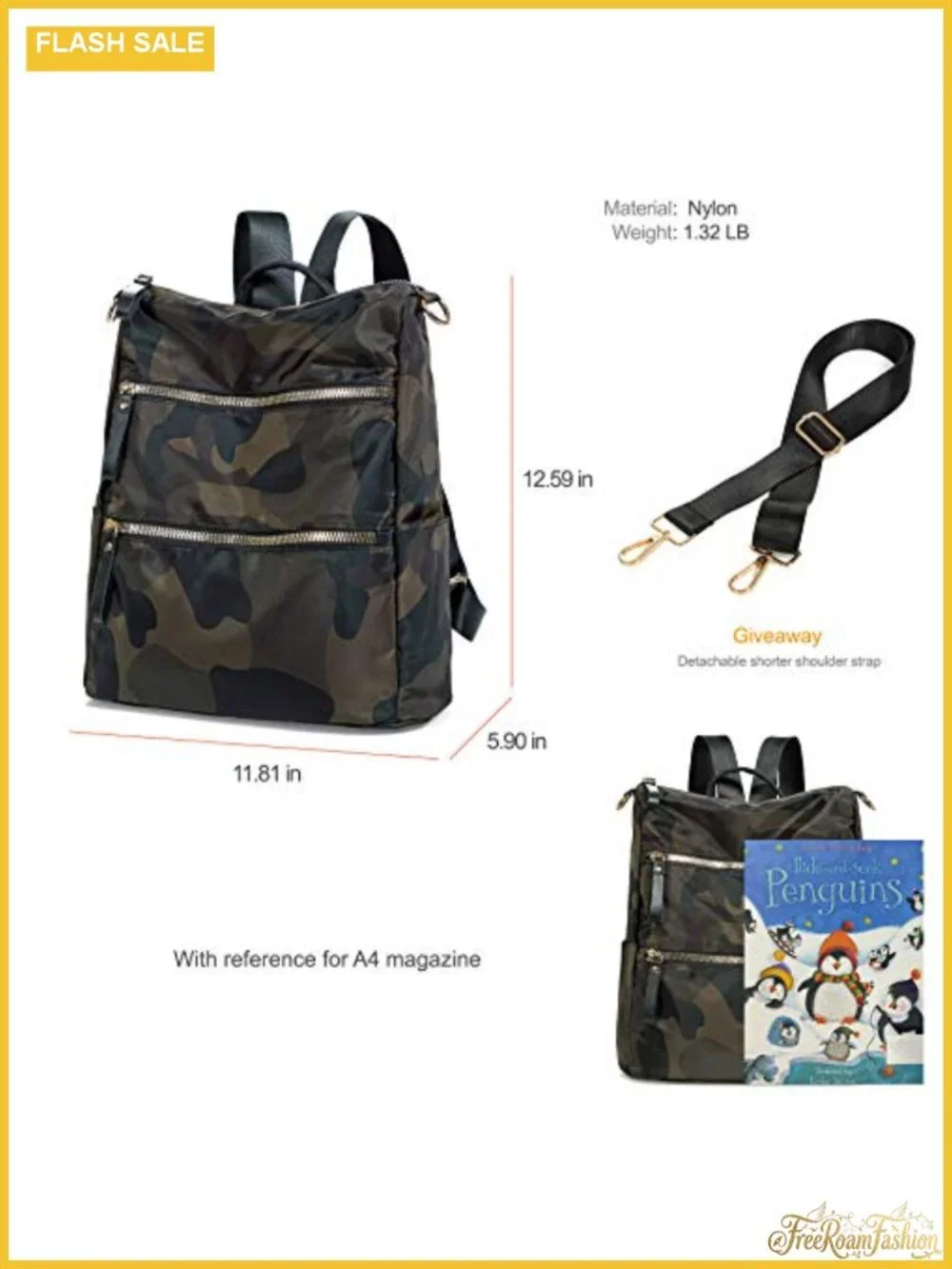 Women's Nylon Anti-Theft Backpack Purse 3-in-1 Travel Daypack